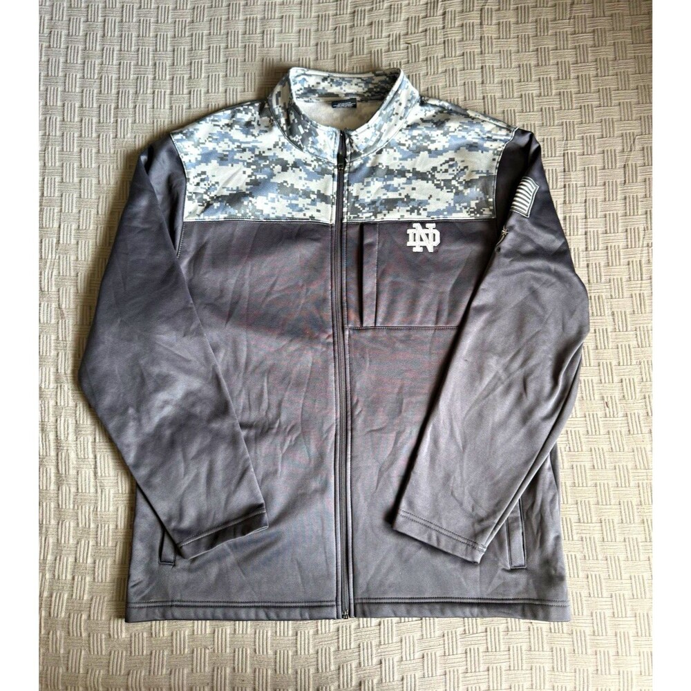 Colosseum Notre Dame Fighting Irish Full Zip Jacket Men's XL Gray Camo